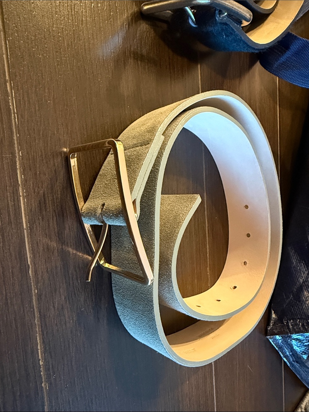 B-Low The Belt Suede Belt with Gold Buckle - Sage Green - Picture 3 of 7